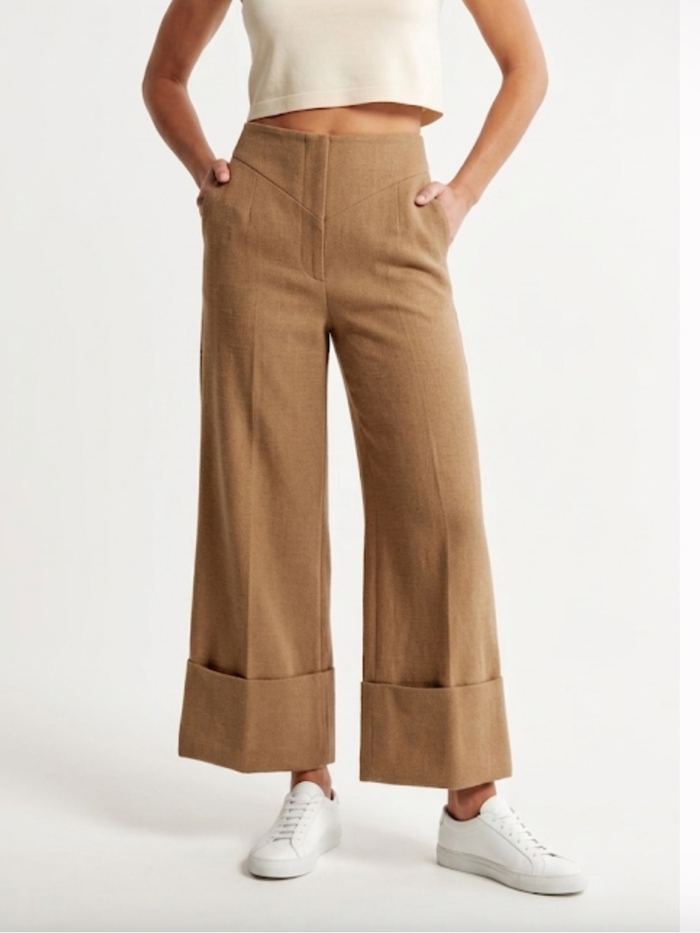 St. Agni Wide-Leg Cuffed Linen-Blend Pants